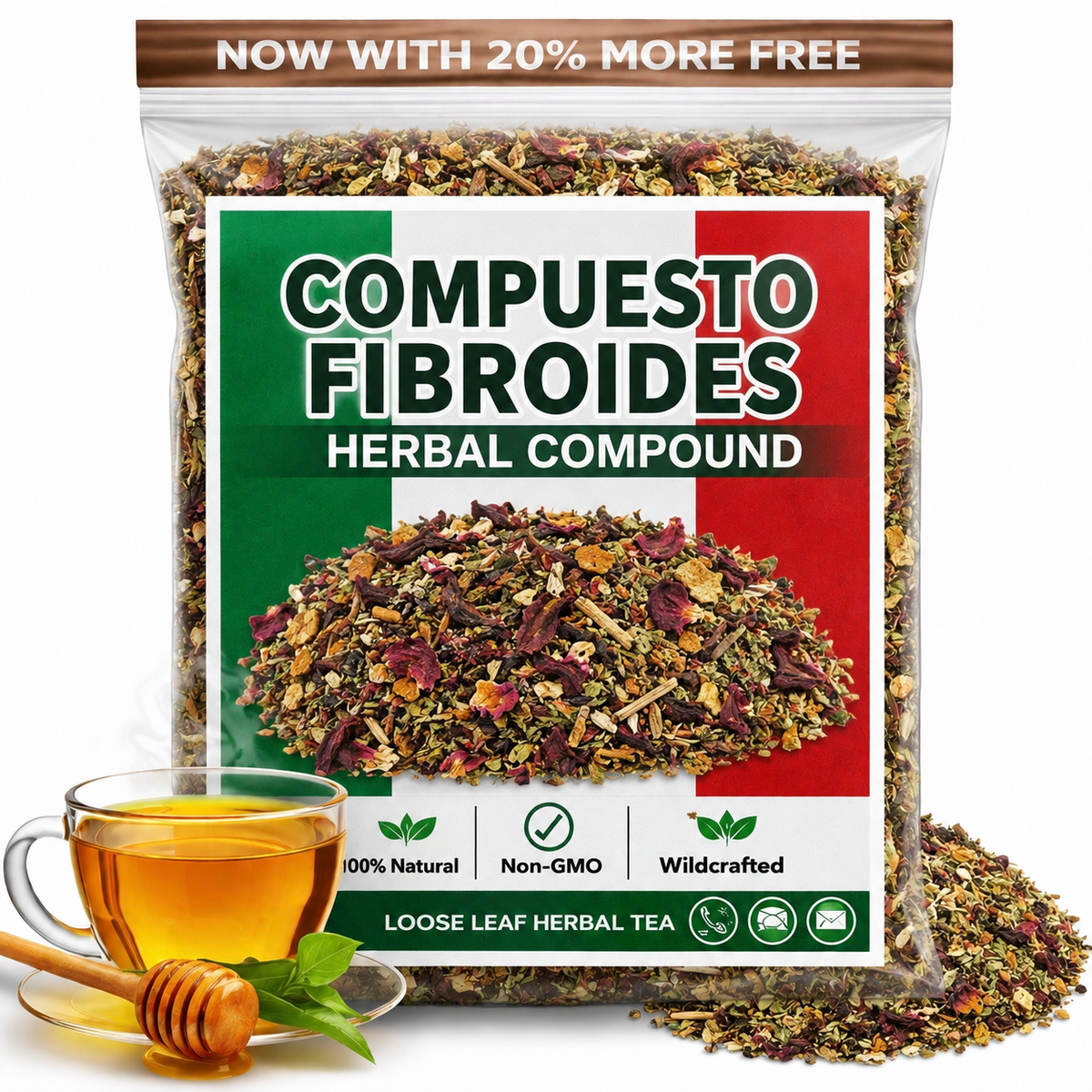 FIBROID TEA – Organic Herbal Blend for Hormonal Balance & Uterine Tissue Health, Natural Womb Support Traditional Ancient Mexican Herbal Mixture 4oz