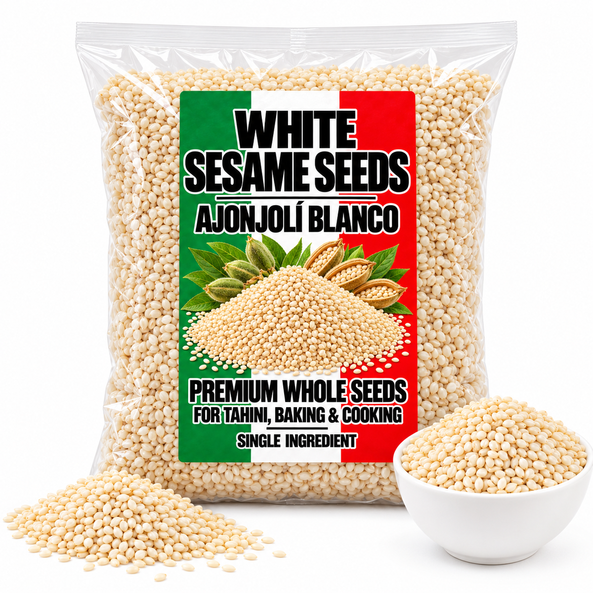 White Sesame Seeds Ajonjolí Blanco Premium Whole Seeds for Tahini Baking & Cooking IMPORTED FROM MEXICO