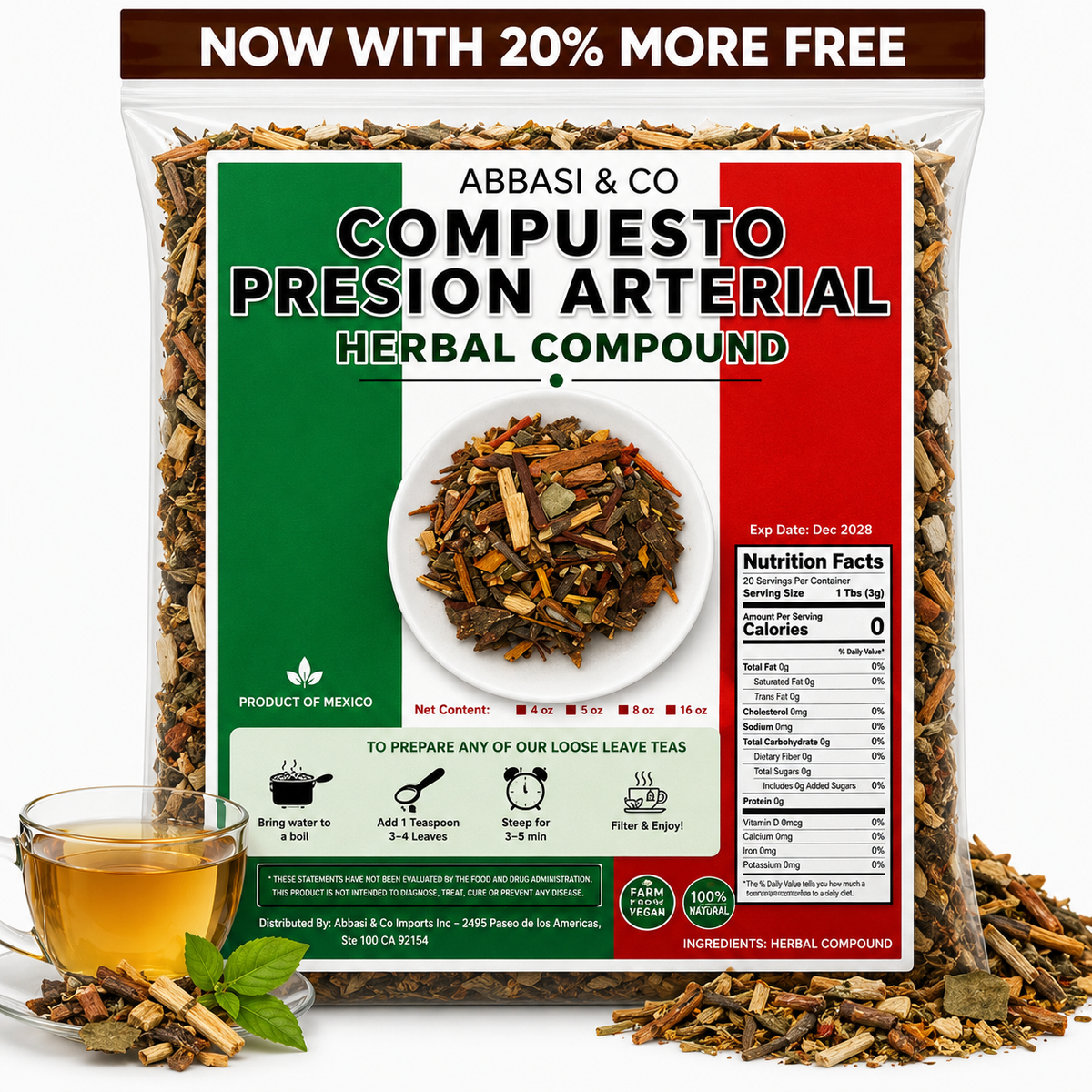 Presion Arterial Herbal Tea Blend - Blood Pressure Tea Heart Functional Tea , Pressure Balance tea , Improves Blood Circulation Traditional Ancient Mexican Herbal Mixture 4oz