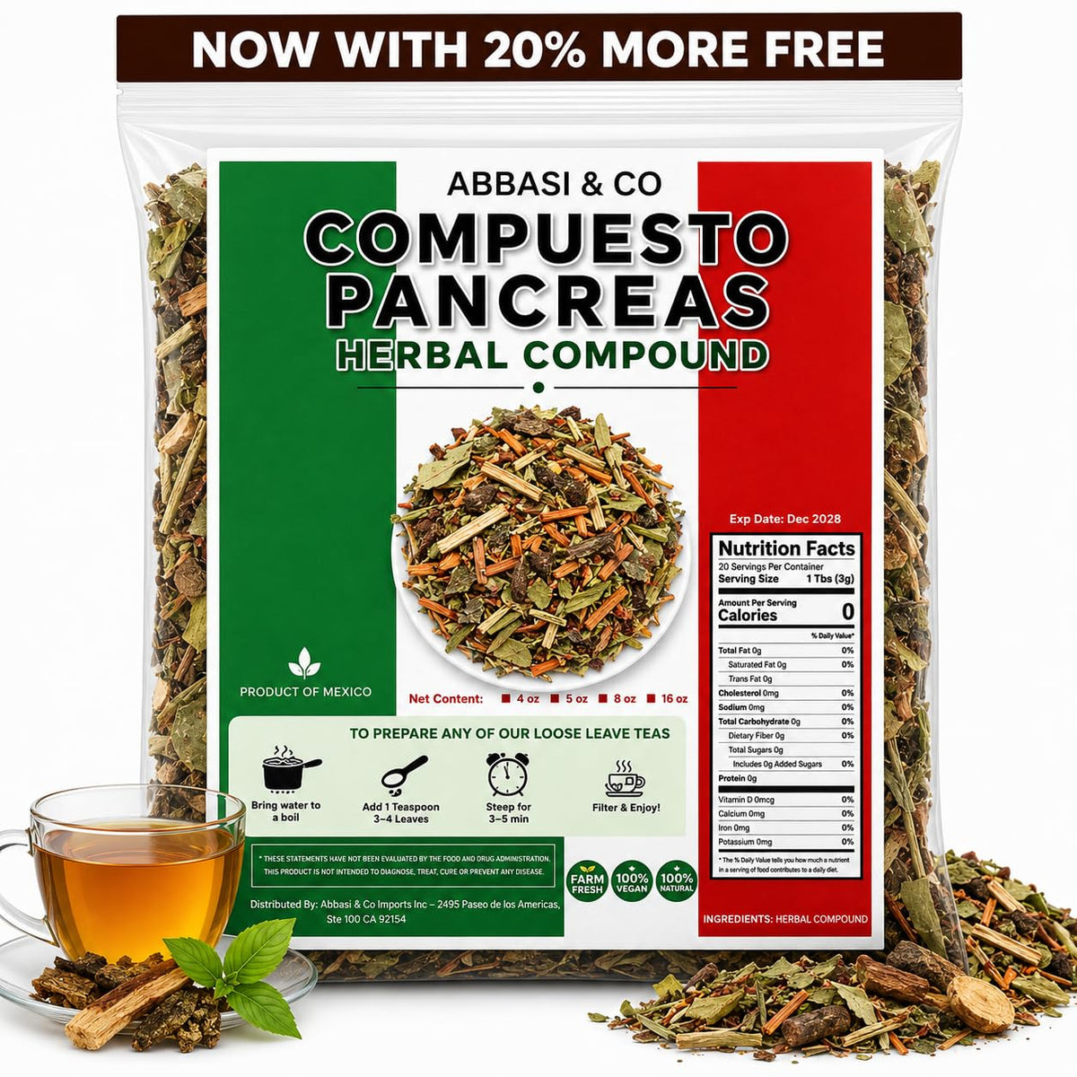 PANCREAS TEA – Supports Mexican Herbal Mixture 4oz Pancreatic Support Care, Blood Sugar support Higado Rinon Riñon y Pancreas Liver Kidney and Pancreas 4oz