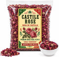 5oz Castile Rose Premium Dried Rose Petals, Rosa de Castilla Red Rose Whole Buds, Rosa Centifolia, Dried Flowers for Tea, Soap, Potpourri, Culinary Decoration, Skin & Hair Formulations