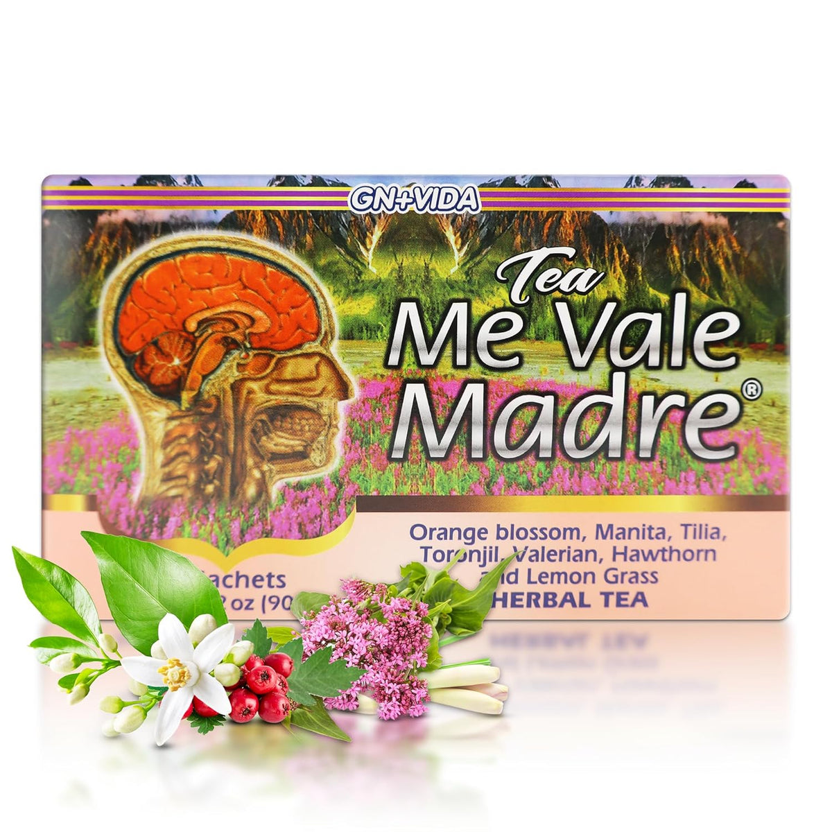 Me Vale Madre Natural Calming Tea: 100% Natural for Relaxation, Support Tranquility and Relief Herbal Tea. Te Relajante y Calmante para Nervios, Tension y Dormir Mejor – 30 Tea Bags
