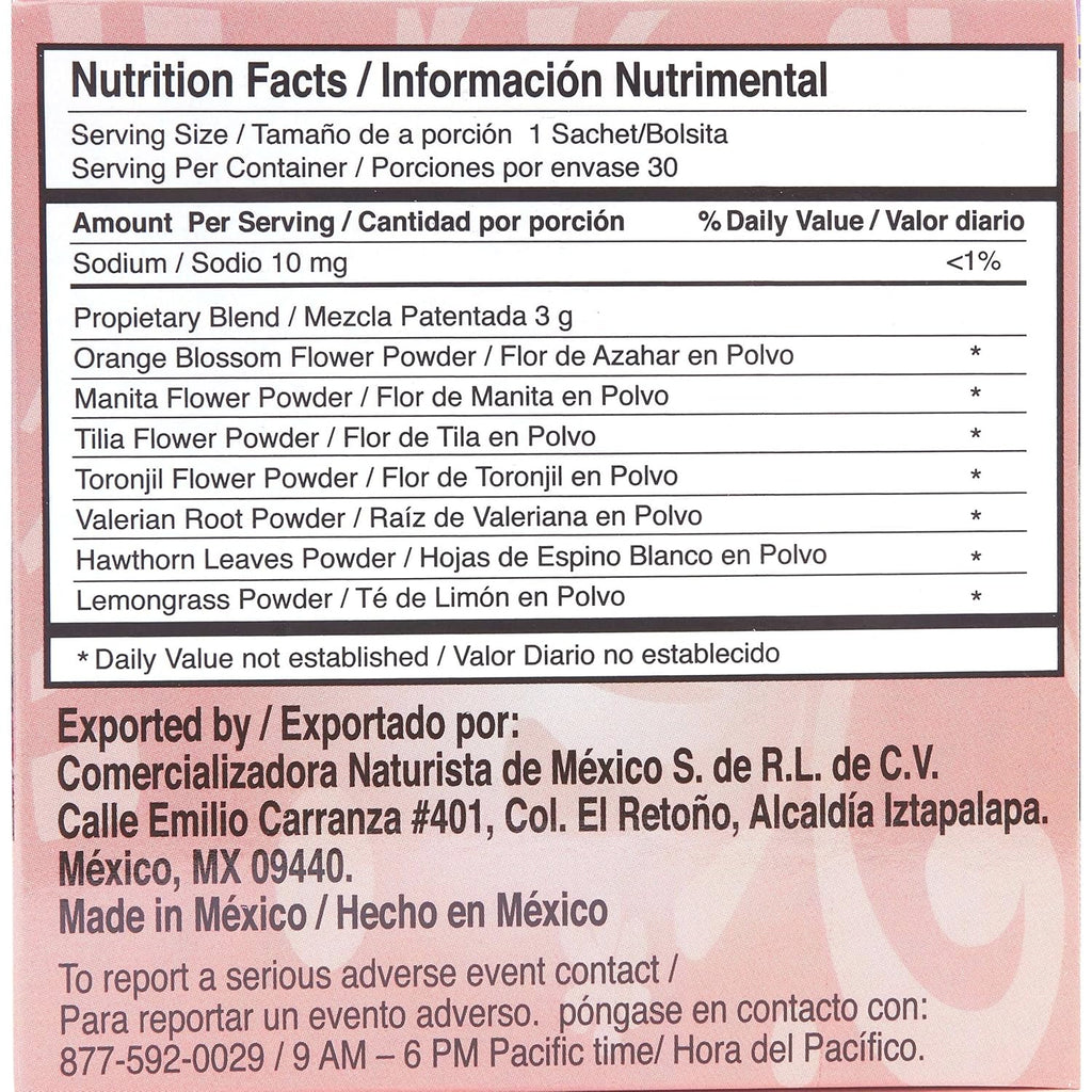 Me Vale Madre Natural Calming Tea: 100% Natural for Relaxation, Support Tranquility and Relief Herbal Tea. Te Relajante y Calmante para Nervios, Tension y Dormir Mejor – 30 Tea Bags