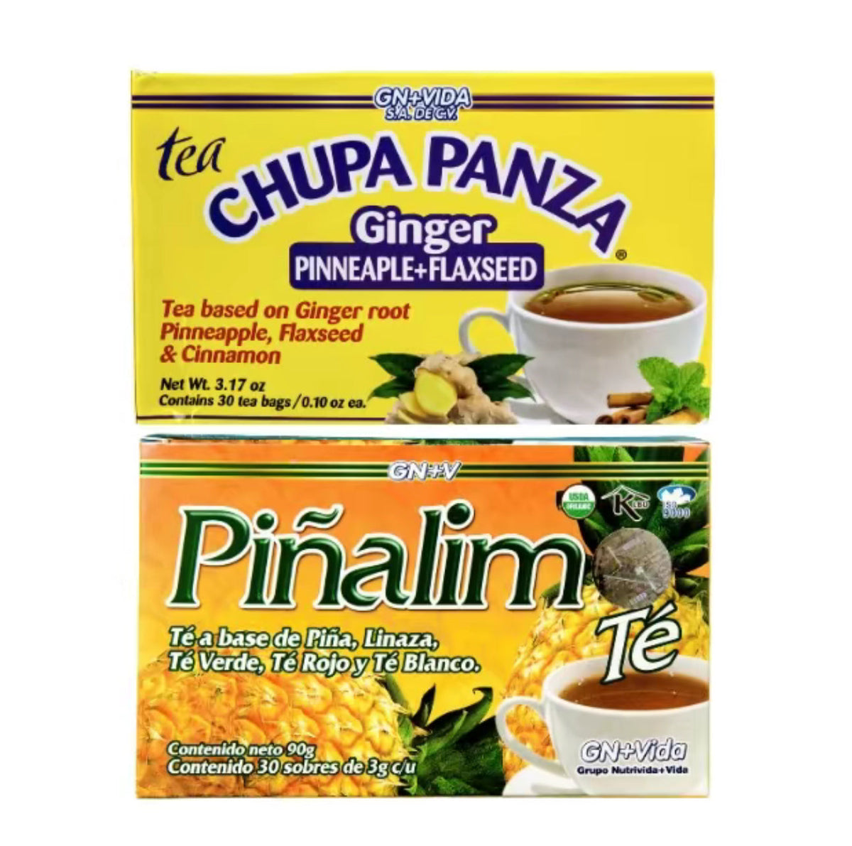 Chupa Panza + Pinalim 2 Box Combo Kit - Pineapple, Ginger Teas - Viral Mexican Teas