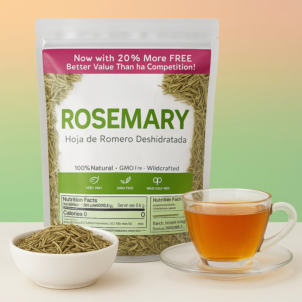 Aromatic Loose Whole Rosemary Dried Leaves | Hoja De Romero Aromatica Te Herbal | Makes 60+ Cups |Use as Tea or as Spice | Wildcrafted  All Natural, non-GMO, Gluten-free.