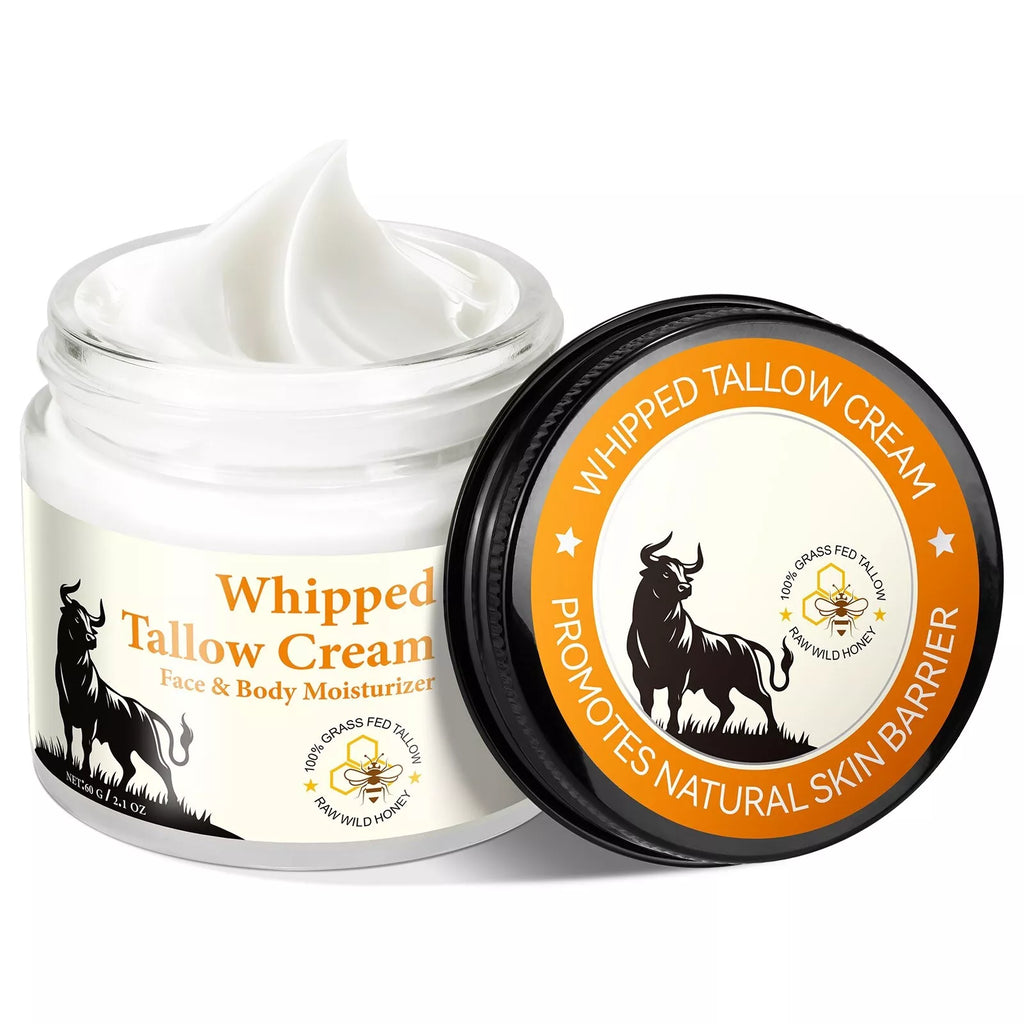 Beef Tallow for Skin -Organic Grass-Fed Whipped Beef Tallow and Honey Balm - De